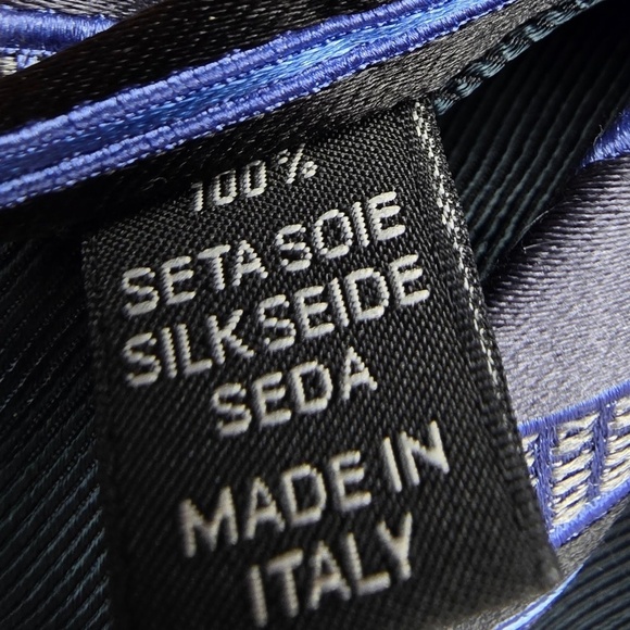 ERMENEGILDO ZEGNA- Textured Diagonal Repetitive Stripes -Blue /Gray - Picture 6 of 8